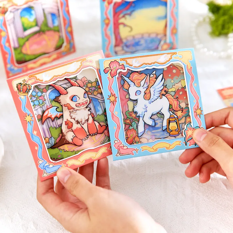 

Card Lover 6 шт. [серия фантазийных существ] пейзажные наклейки 3D садовые звериные сокровища переливающиеся наклейки Beast Realm