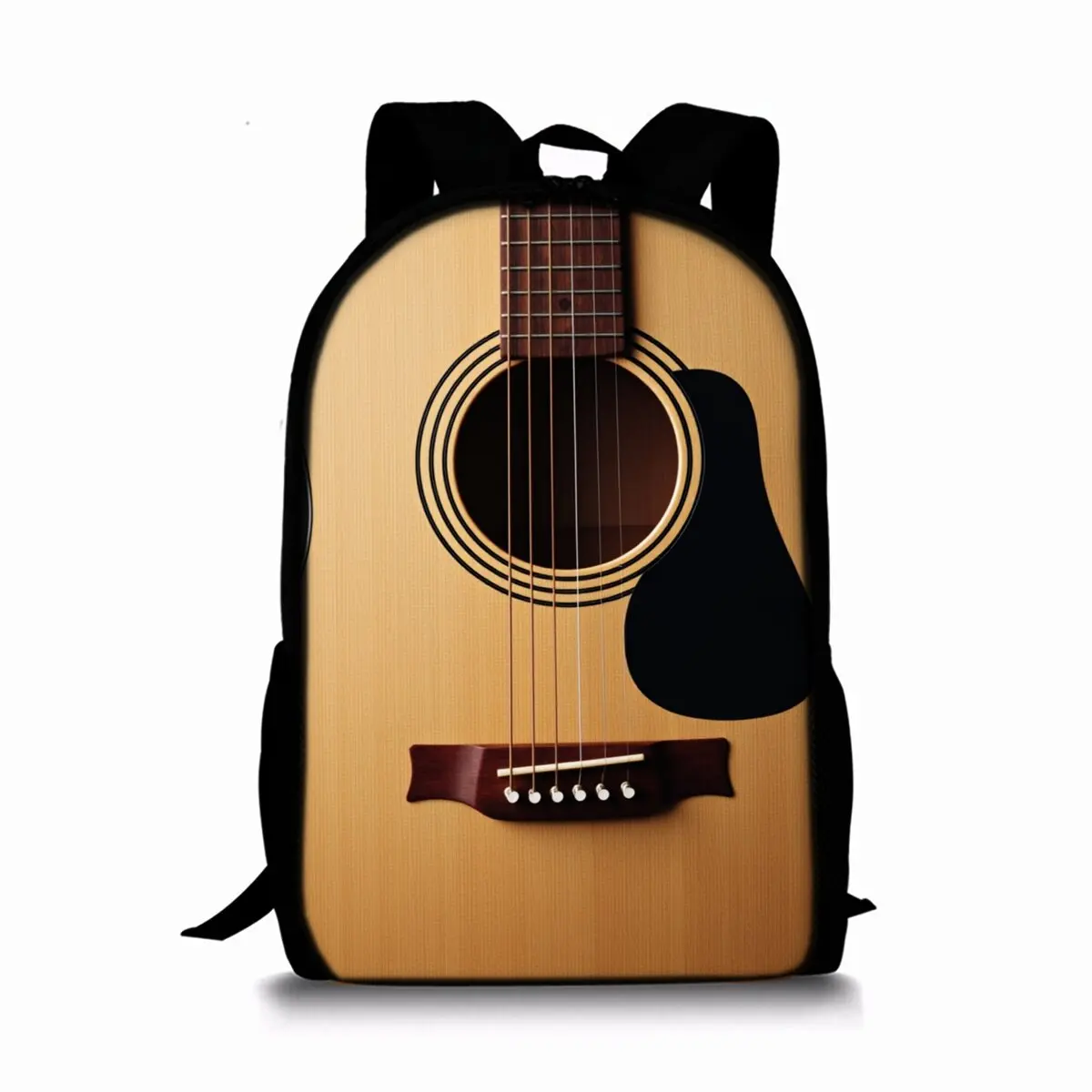 Guitar Print Single Layer Backpack for Boy and Girls Best Gifts 2D Flat Cartoon School Bag for Children Bags
