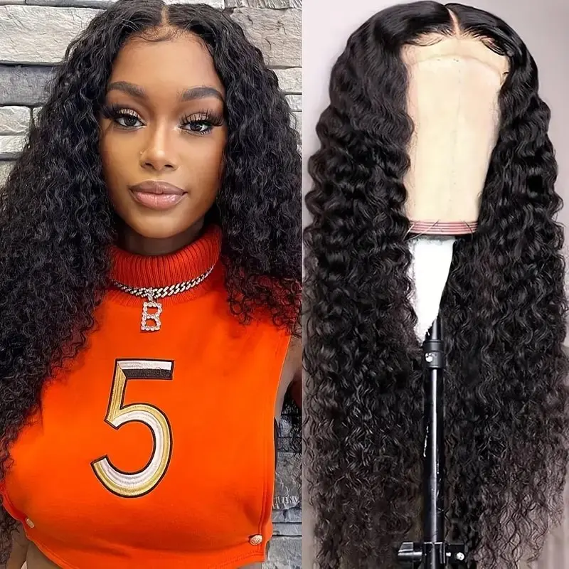 Rosabeauty 13x4 HD Lace Front Human Hair Wig 13X6 Deep Wave 5X5 Preplucked Glueless Ready To Go Curly Wig 250% Density 40 Inch