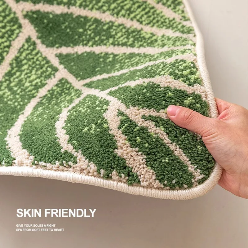 Moss Tropical Large-Leaf Green Plant Carpet Bedside Rug for Bedroom Home Use Living Room Bay Window Chair Pad Entrance Doormat