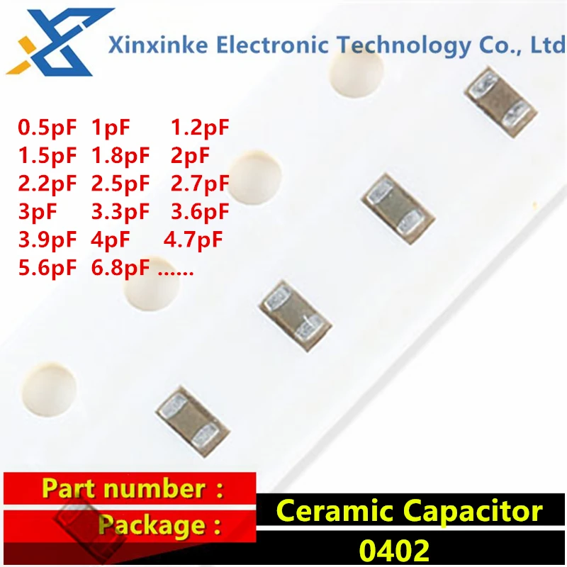 100pcs 0402 50V SMD Thick Film Chip Multilayer Ceramic Capacitor 1pF - 22uF 10NF 100NF 1UF 2.2UF 4.7UF 10UF 47UF 1NF 100PF