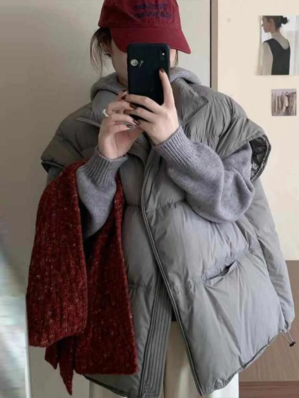 Grey Casual down Cotton Vest Women's Style 2026 New Autumn Winter Fashionable Thickened Zipper Closure  Color Commute Style