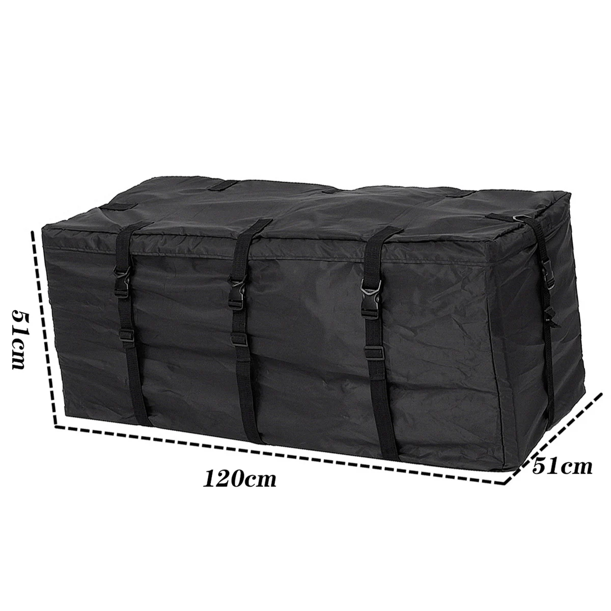 Car Roof Top Cargo Carrier Bag 120X51X51CM Waterproof Universal for Car SUV Camping Bag, 600D Oxford