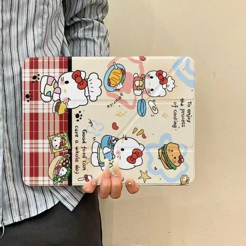

Чехол Hello Kitty для 11-го A16 Air7 M3 Pro M2 M4 11-дюймовые чехлы для планшетов 5-го 6-го Air2 9,7 дюйма 9 10,2 дюйма Mini6 Защитный тройной чехол