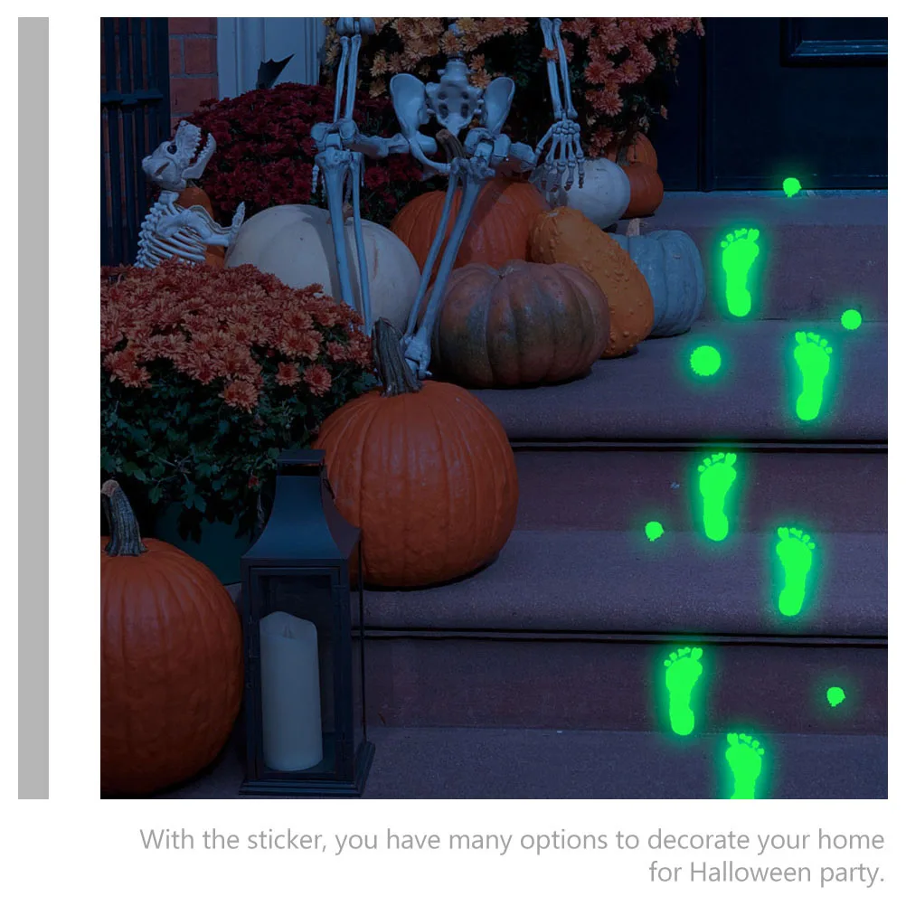 

1 Sheet Glow in The Dark Halloween Blood Handprint Sticker Luminous Wall Decal for Window Scary Fluorescent Decoration PVC