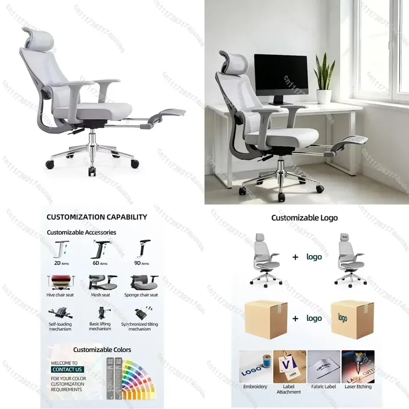 Ergonomic Mesh Office Chair with Cooling Back Support Forward Tilt Adjustable Height Swivel for Back Pain Relief Custom Color
