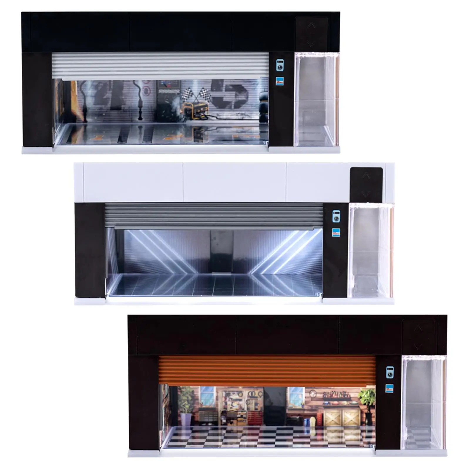 

1/64 Parking Lot Scene Display Case Voice Controlled for Table Centerpiece