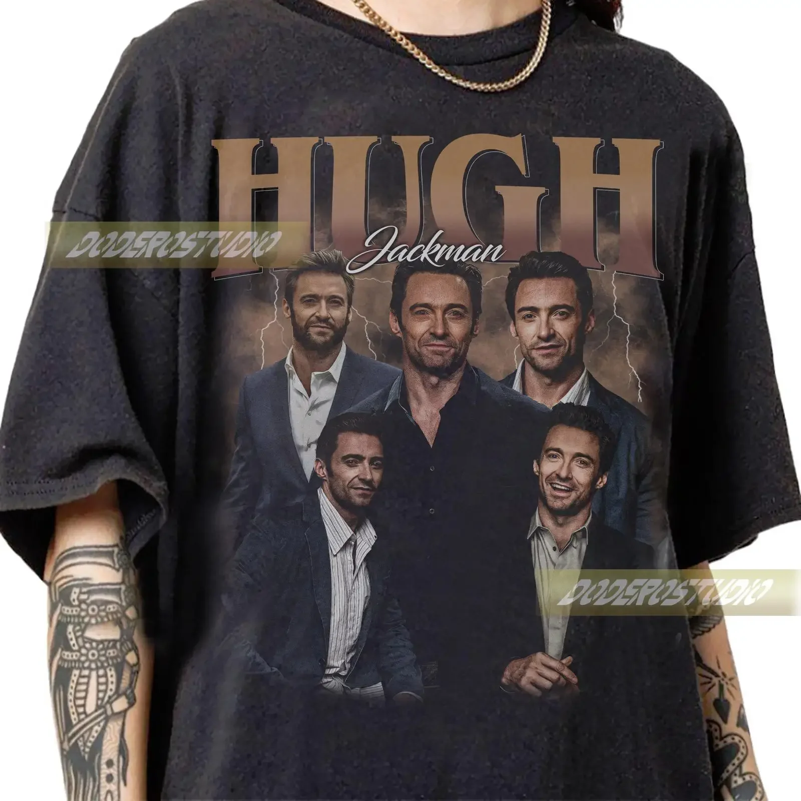 Vintage Hugh Jackman 90s Bootleg T Shirt Retro Actor Casual for Fans  vintage Washed Slightly graphic homme Comfortable