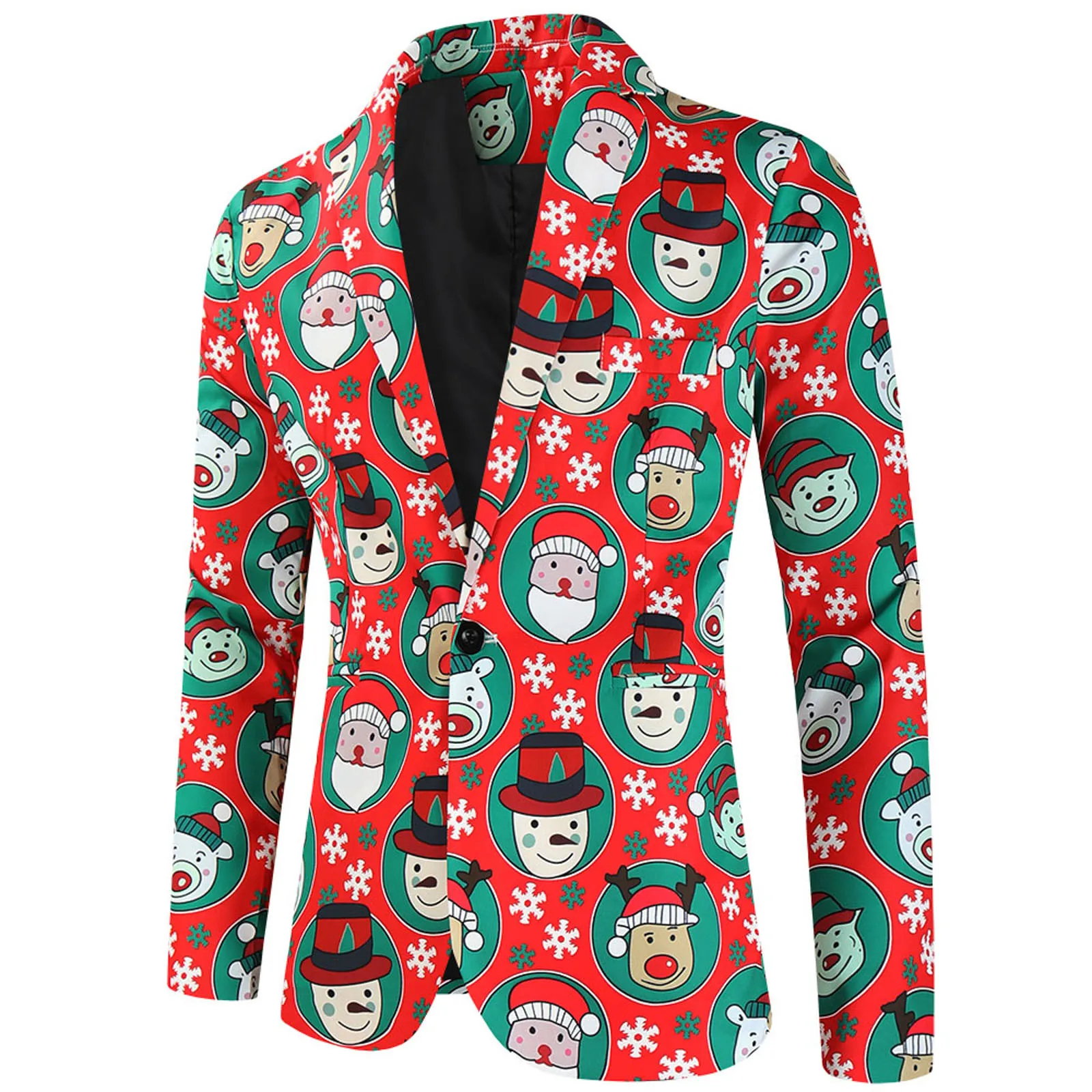 Fashion Santa Claus Print Blazer Jacket Men\'s Christmas Coat Autumn Winter New Men Blazers For Men 2024 New Party Jackets