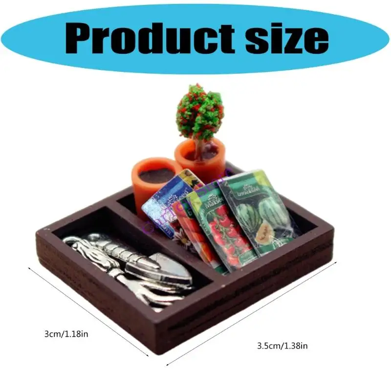 مجموعة مشهد حديقة مصغرة مع حوامل زهور مزخرفة وديكورات زراعية لعرض بيوت الدمى بمقياس 1/12 #1