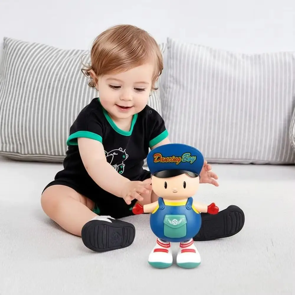 Figurine de garçon dansant LED drôle, musique en plastique, balançoire de danse, décor artisanal, Simulation de jouet électrique pour enfants en bas âge