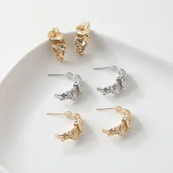 4PCS 14K Gold Plated Brass C Shaped Earring Jewelry DIY Findings Ear Stud Material Accessories