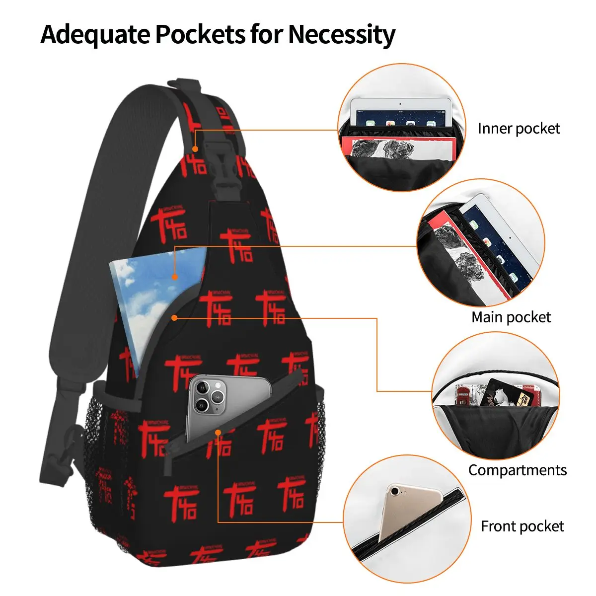 Rock Band Indochine Crossbody Sling Bag Cool Chest Bag Shoulder Backpack Daypack for Travel Hiking Travel Satchel