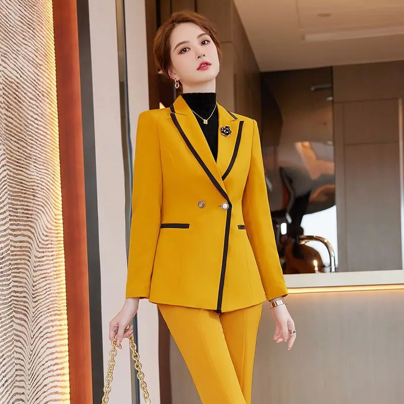 Yellow Autumn Suit Jacket for Women2023Fall/Winter Hot-Selling Suit Fashion Short Advanced Sense Professional Top