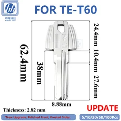 5-100 Pcs Security Key Blanks Hi-Rel Pass Key for Tesa Te-T60 Door Lock Home House Bedroom Desk Elevator Padlock Locksmith Tool
