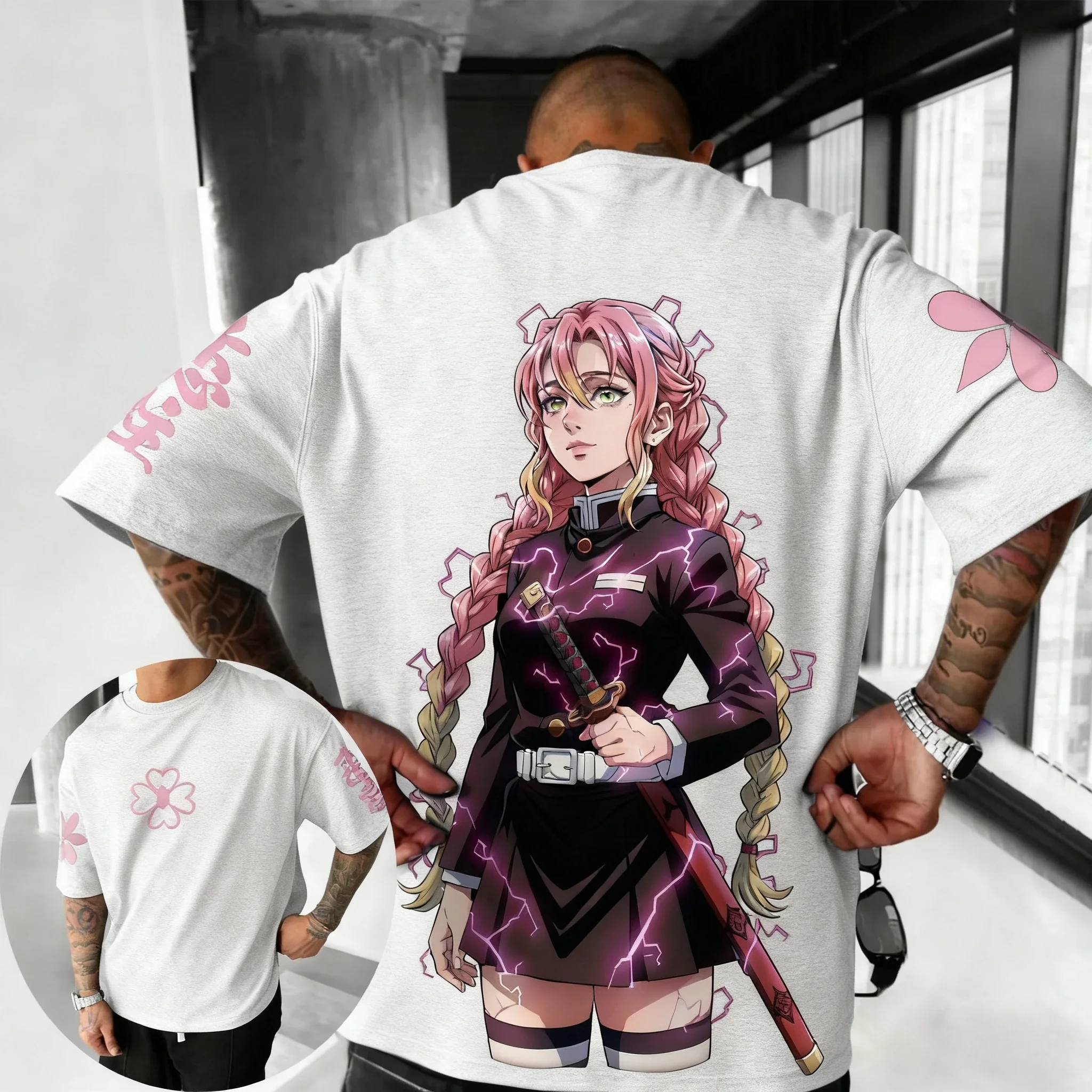 شيطان القاتل أنيمي كانروجي ميتسوري مطبوعة القطن تي شيرت 2026 الرجال الصيف جديد الهيب هوب العصرية عادية اليومية Y2K الوالدين والطفل #5