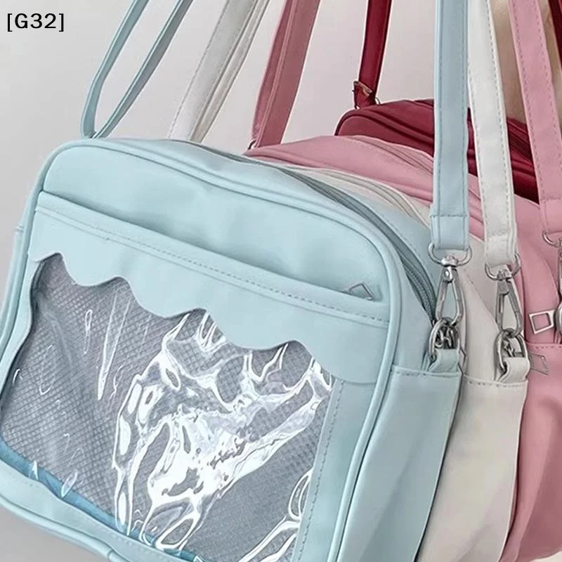 1Pcs High School Girls Uniform JK Crossbody Shoulder Bag Handbags Japanese Harajuku Ita Bag For Women PU Transparent Itabag[G32]