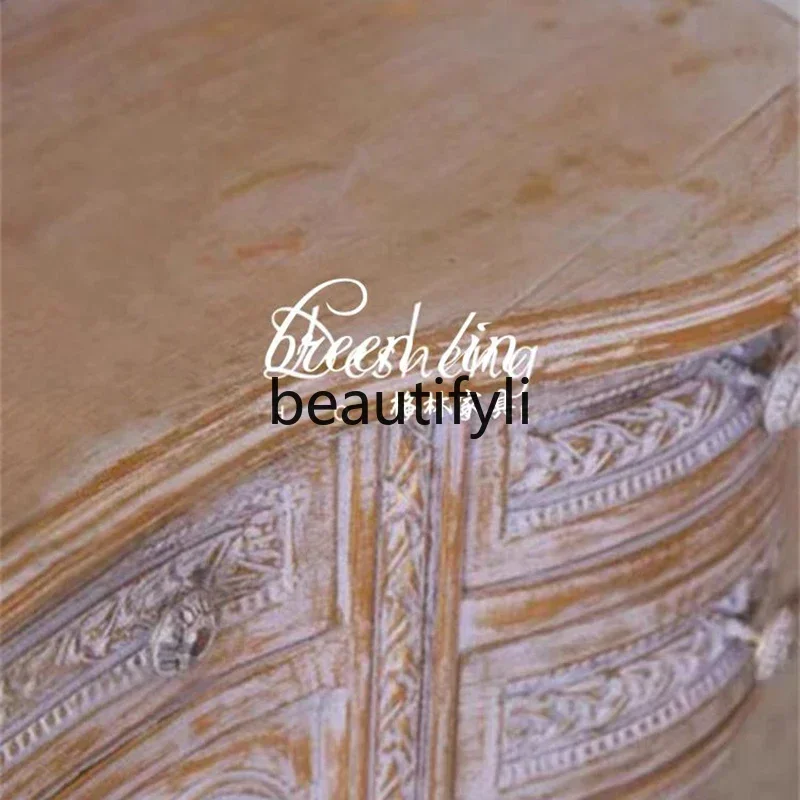 

P French antique gold dresser solid wood retro rattan art log Roman column makeup table