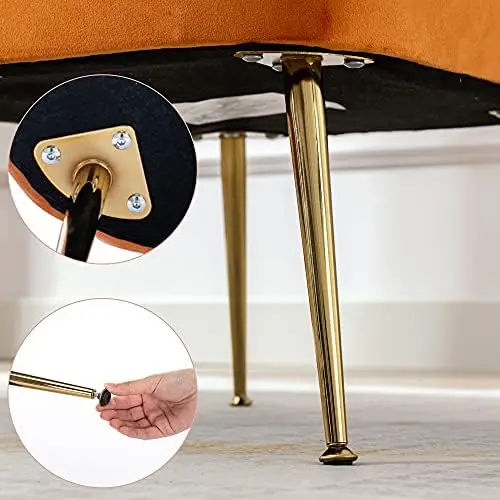 Orange Velvet Accent Chairs Set of 2, Wingback Slipper Chairs for Living Room, Bedroom, Guest Room