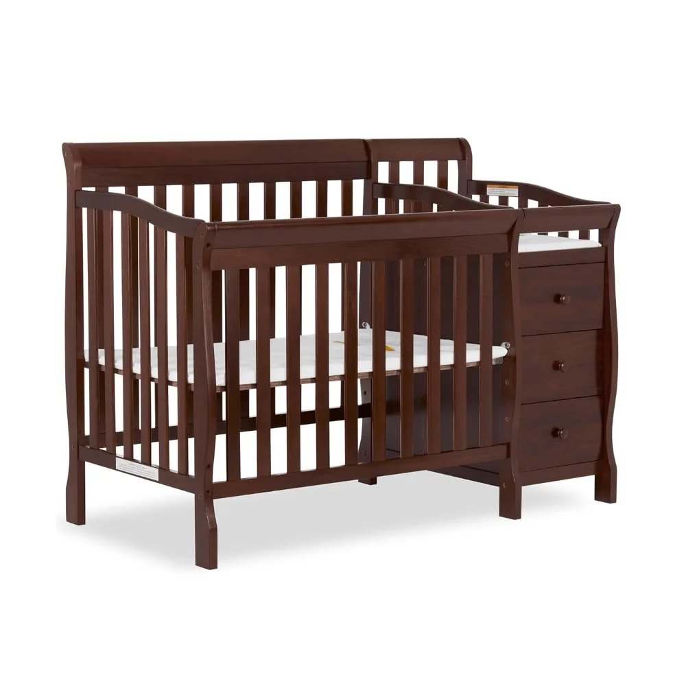 

Jayden 4-in-1 Mini Convertible Crib And Changer in Espresso, Greenguard Gold Certified, Non-Toxic Finish, New Zealand Pinewood