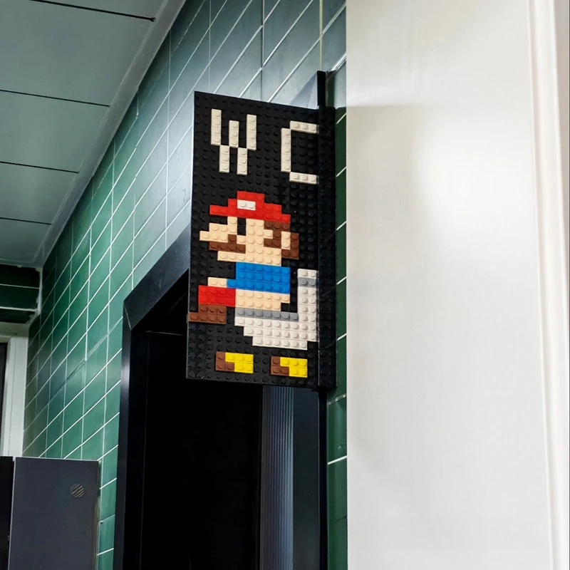 Game Super Marios Bros Creative Diy Assembly Door Number Toilet Sign Bricks Home Accessories Kids Birthday Gifts