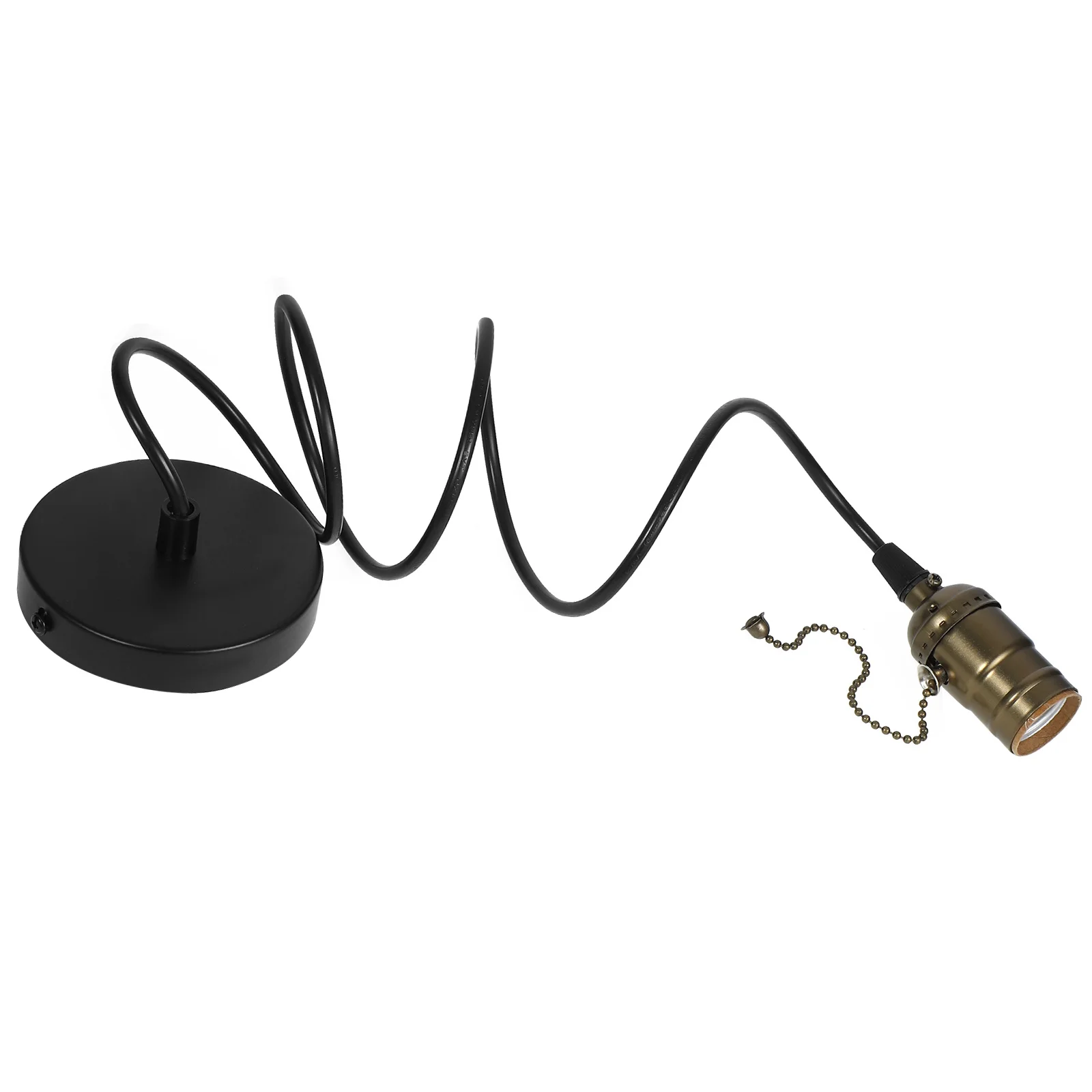 

Vintage Pendant Light Socket E26 Base Copper Stainless Steel Hanging Lamp Cord Ceiling Light Holder Pull Chain Switch Compatible