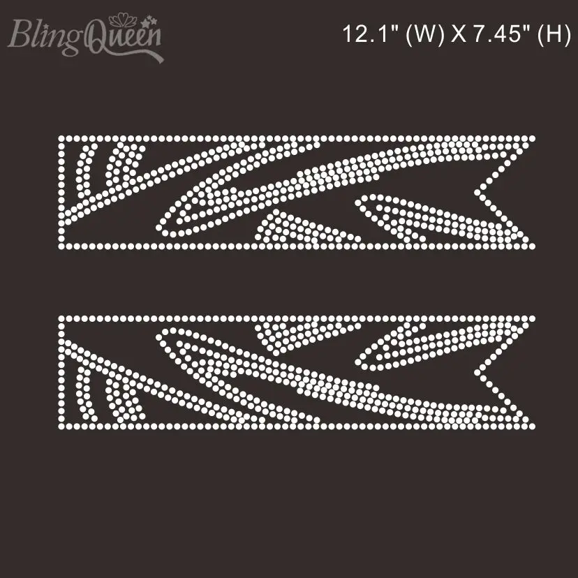 

BlingQueen-Iron On Strass Rhinestone Heat Transfers, Cheer Bow Strips Design, 25Pcs Lot