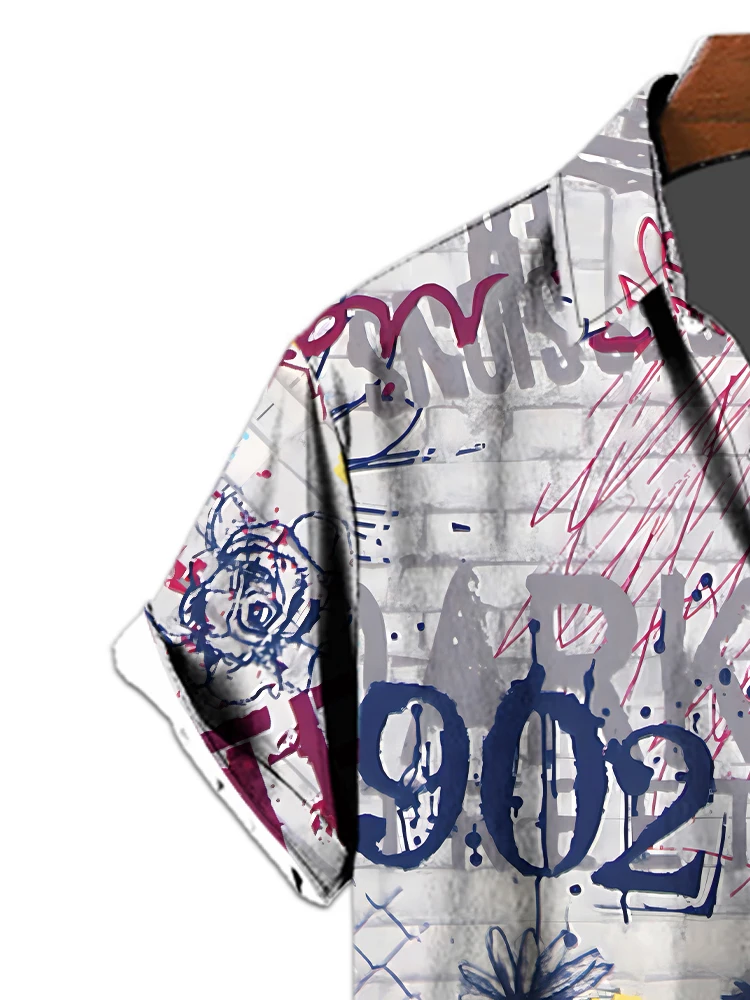 Camicie con stampa digitale 3D Graffiti creativi artistici camicia a maniche corte Oversize estiva da uomo di alta qualità per il tempo libero