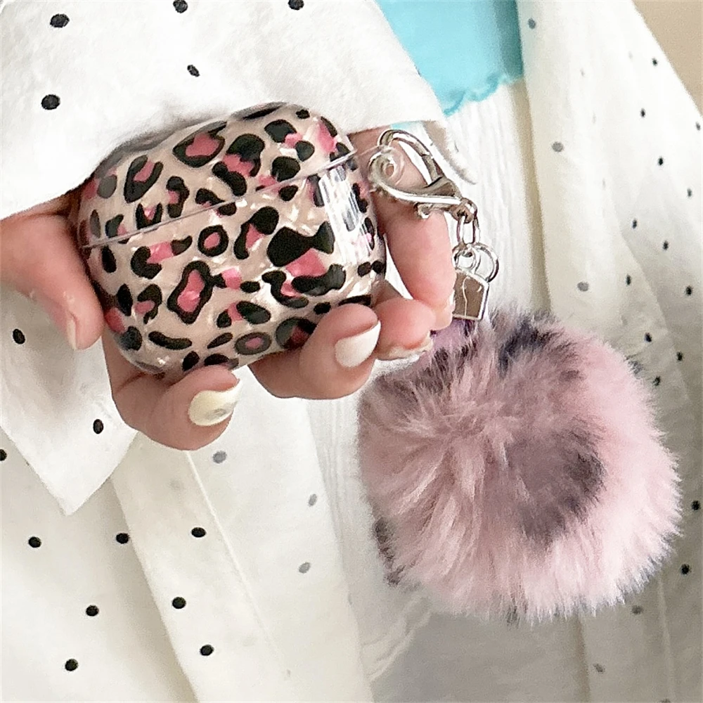 Funda de lujo con estampado de leopardo para Airpods 1, 2, 3, carcasa protectora con colgante, funda suave para Airpods Pro 2