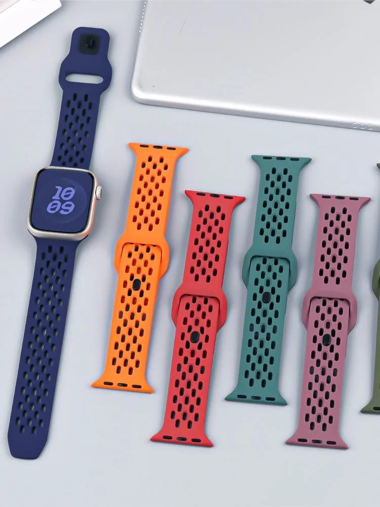 سوار رياضي من السيليكون لساعة أبل ، سوار لسلسلة iWatch 9 ، 8 ، 7 ، 6 ، 5 ، SE Ultra 2 ، 44 ، 45 ، 49 حزام ، 40 41 ، 38 ، 45 ، من