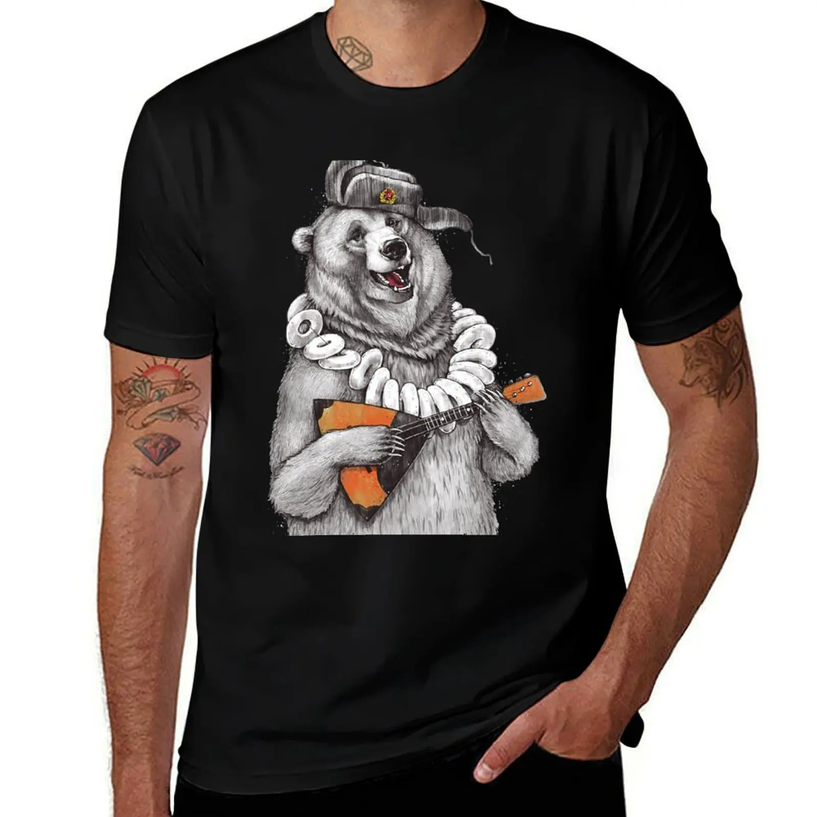 

bear with balalaika T-Shirt t shirts cotton 100% cotton t shirt pack