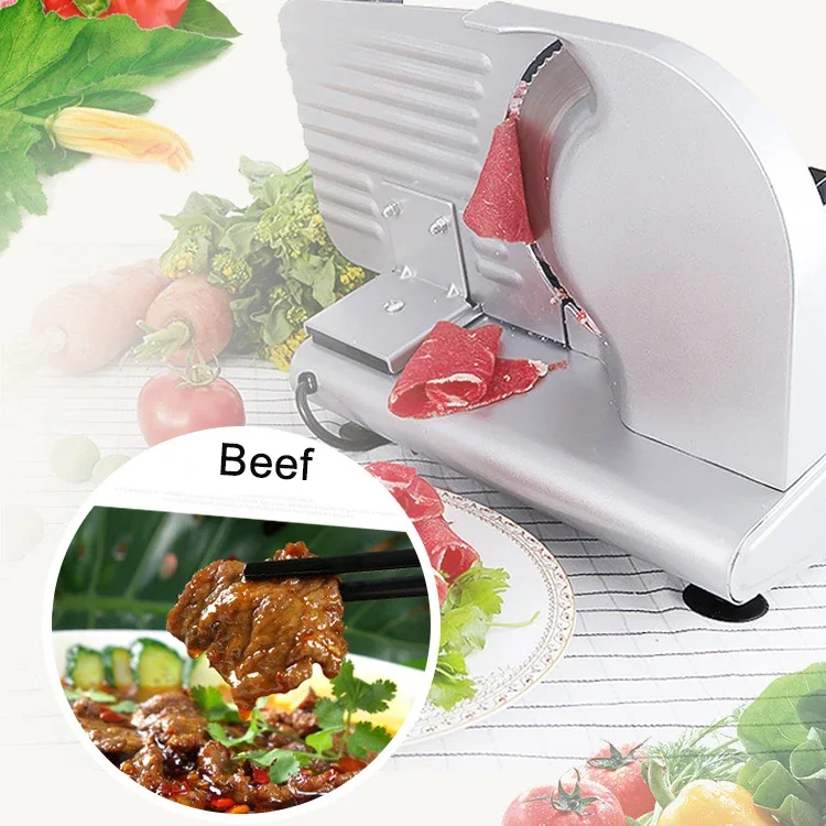 200W Electric Meat Slicer Mutton Roll Beef Cutter Lamb Potato Rolls Vegetable Cutting Machine Bread Slices Adjustable Mincer