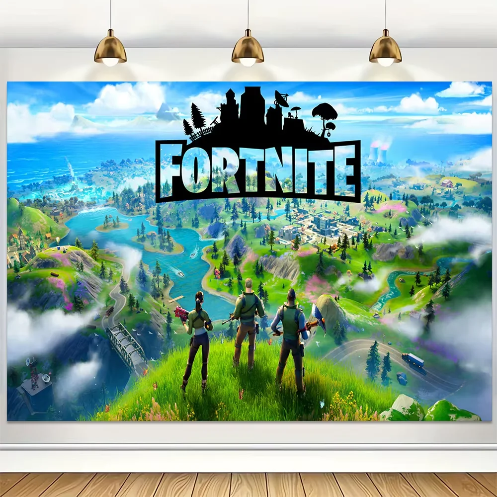 Shooting Game Fortnition Backdrops Boy Birthday Party Decoration Photography Background Kids Boys Room Wall Decor Banner Poster