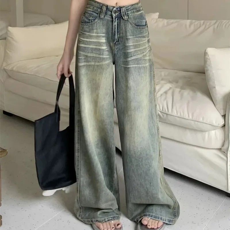 Y2K Loose Straight Leg Jeans Women Trousers Baggy Wide Fit Casual High Waist Retro Washed Vintage Style Women's Jeans Jeans view 4