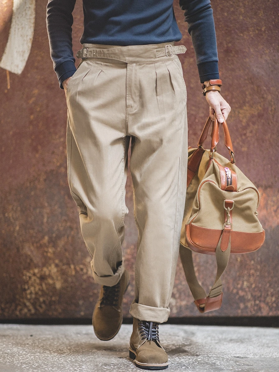 Maden Workwear American Retro Guerga Pantaloni kaki Napoli Sle Pantaloni casual in cotone a gamba dritta autunnale da uomo