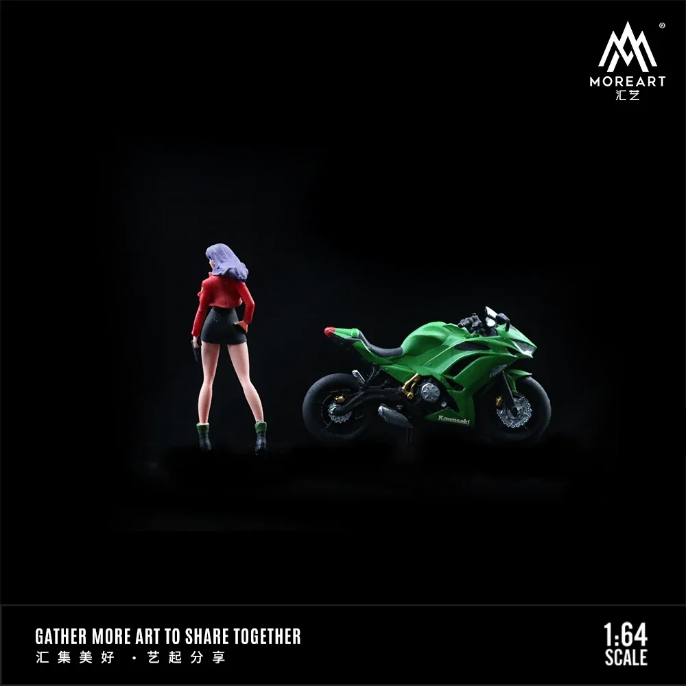 More Art 1:64 Motorcycle Girl Action Figure Set Model For Display & Collection & Gift