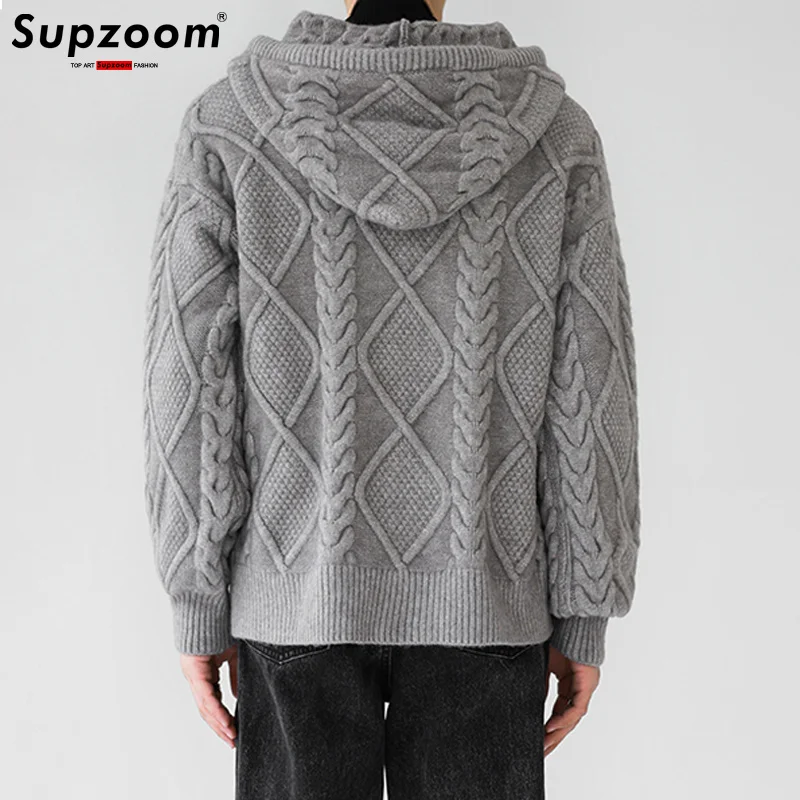 

Top Fashion 2023 New Arrival Regular Cotton Autumn And Winter Cardigan Male Casual Single Zipper Hooded Cardigan Sweater