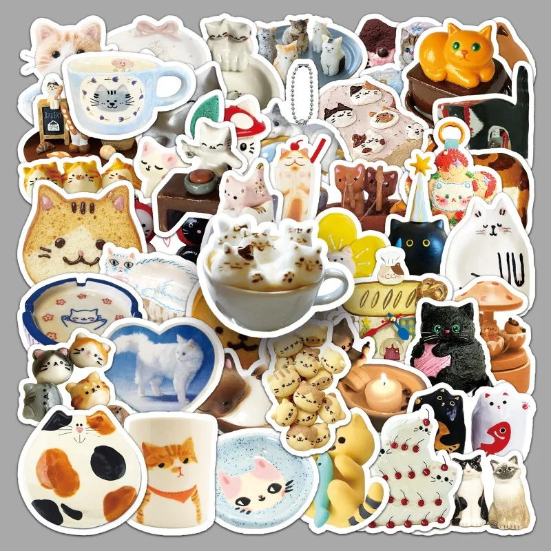 

50 листов наклейка с рисунком котенка, милый мультяшный кот, эстетические наклейки Kawaiii, аниме, наклейка с котом для журнала, ноутбука, гитары, канцелярские принадлежности