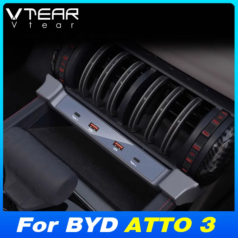 For BYD Atto 3 2022 2023 USB Type-C Splitter Adapter Fast Charger Shunt Hub Docking Station Interior Modification Accessories