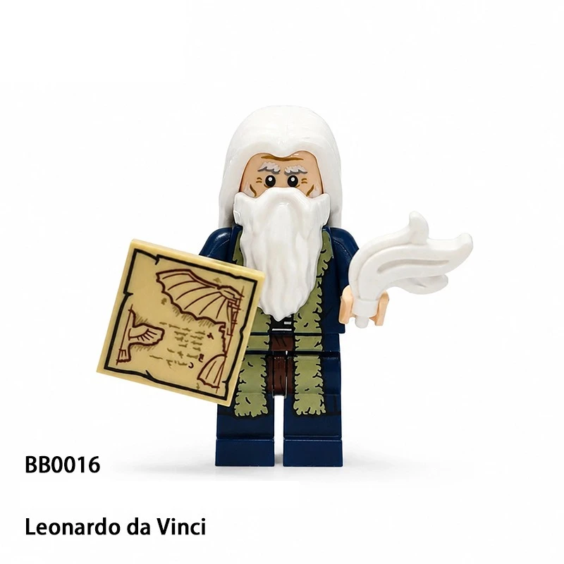 Leonardo Di Ser Piero Da Vinci Painter Peripheral Model Assembling Building Blocks Statue Desktop Decoration Ornaments Gift Toys