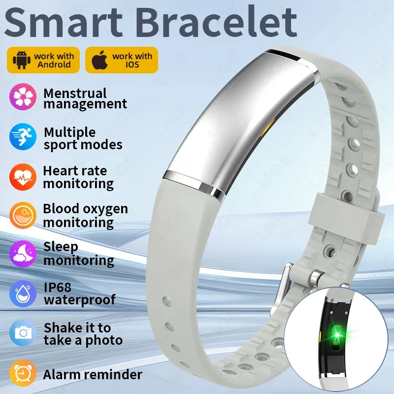 

LIGE Fitness Health Smart Bracelet Sport Band Heart Rate Stress Monitor Waterproof Multifunction Smart Watch Men Women Pedometer