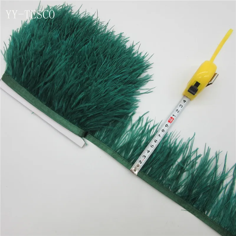 New!  high-quality Dark green ostrich feather cloth belt, 5 yards long feather cloth belt, feather width 3-4 