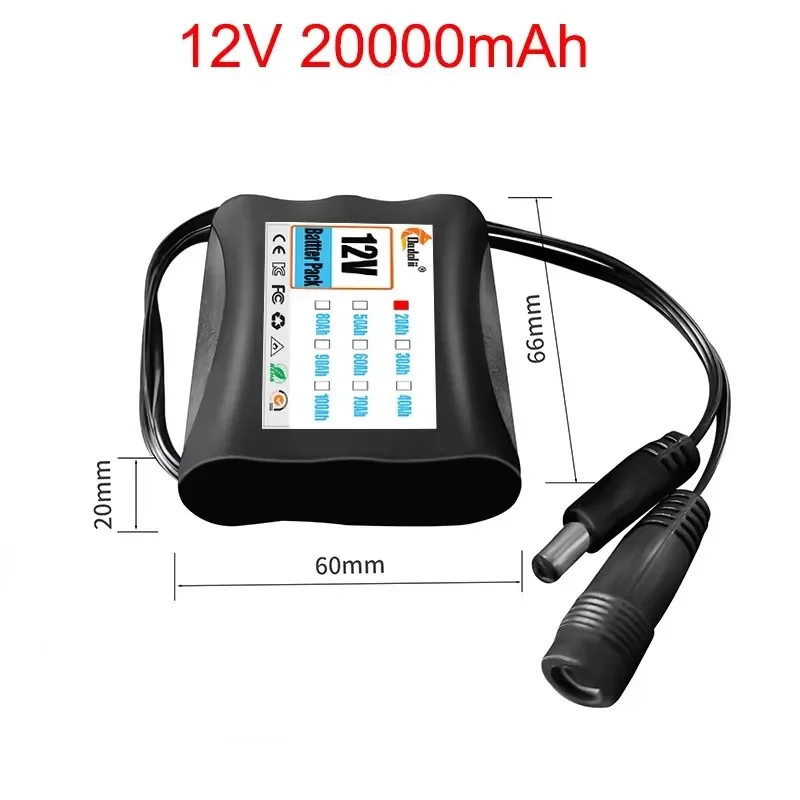 12 V 20000 mAh 18650 Lithium Oplaadbare Batterij 3S1P voor Luidspreker zaklamp CCTV Camera GPS Draagbare zoeklicht apparatuur