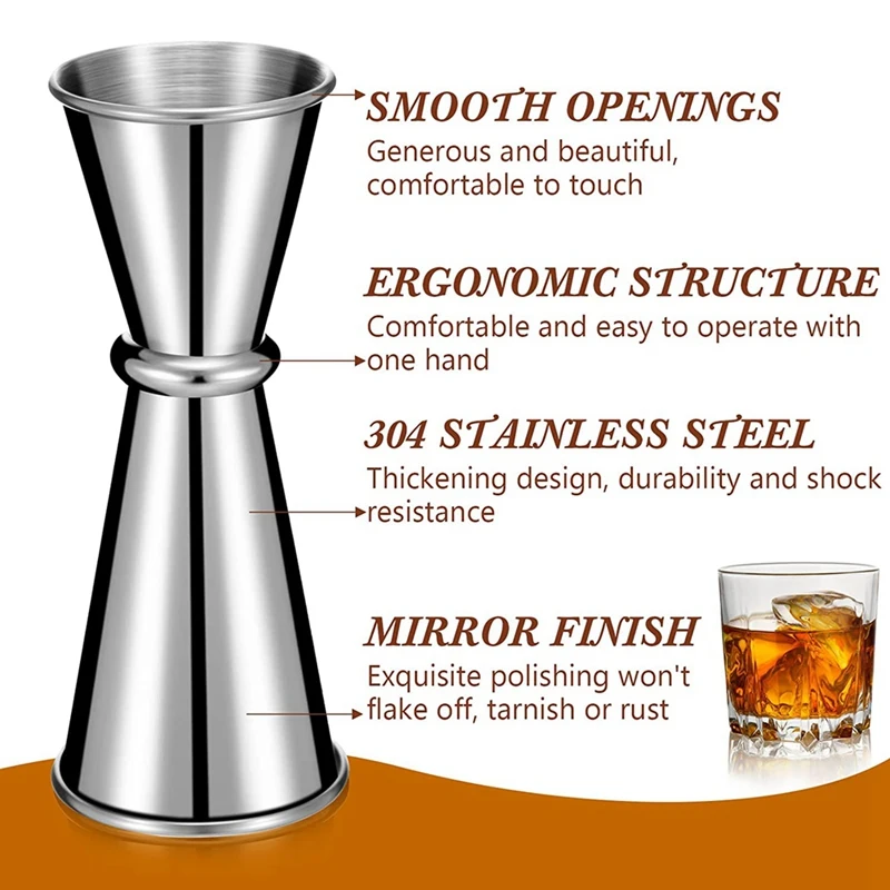 9 Pieces Jigger For Bartending Cocktail Jigger 2 Oz 1 Oz, 304 Stainless Steel Shot Glass