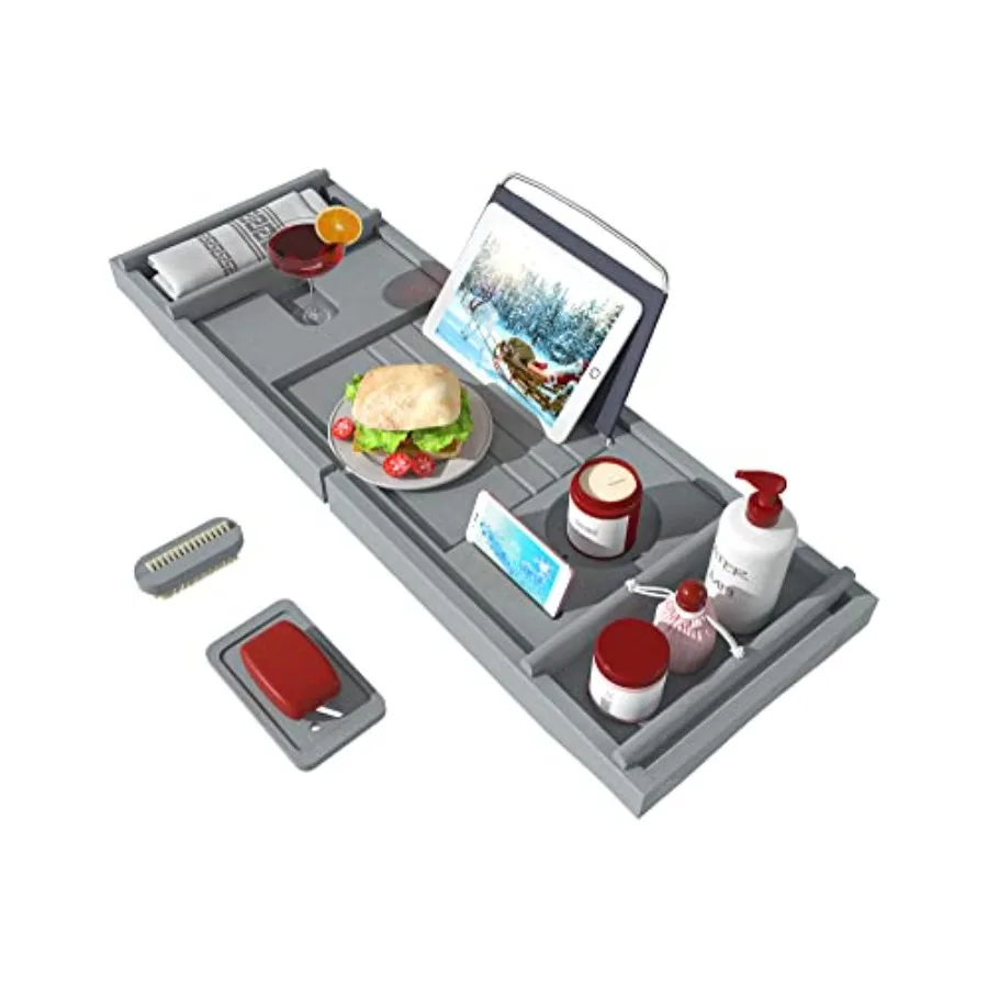Bandeja Organizadora para Bañera - Bandeja Ajustable de Bambú para Baño con Jabonera, Ideal para Spa de Lujo o Lectura