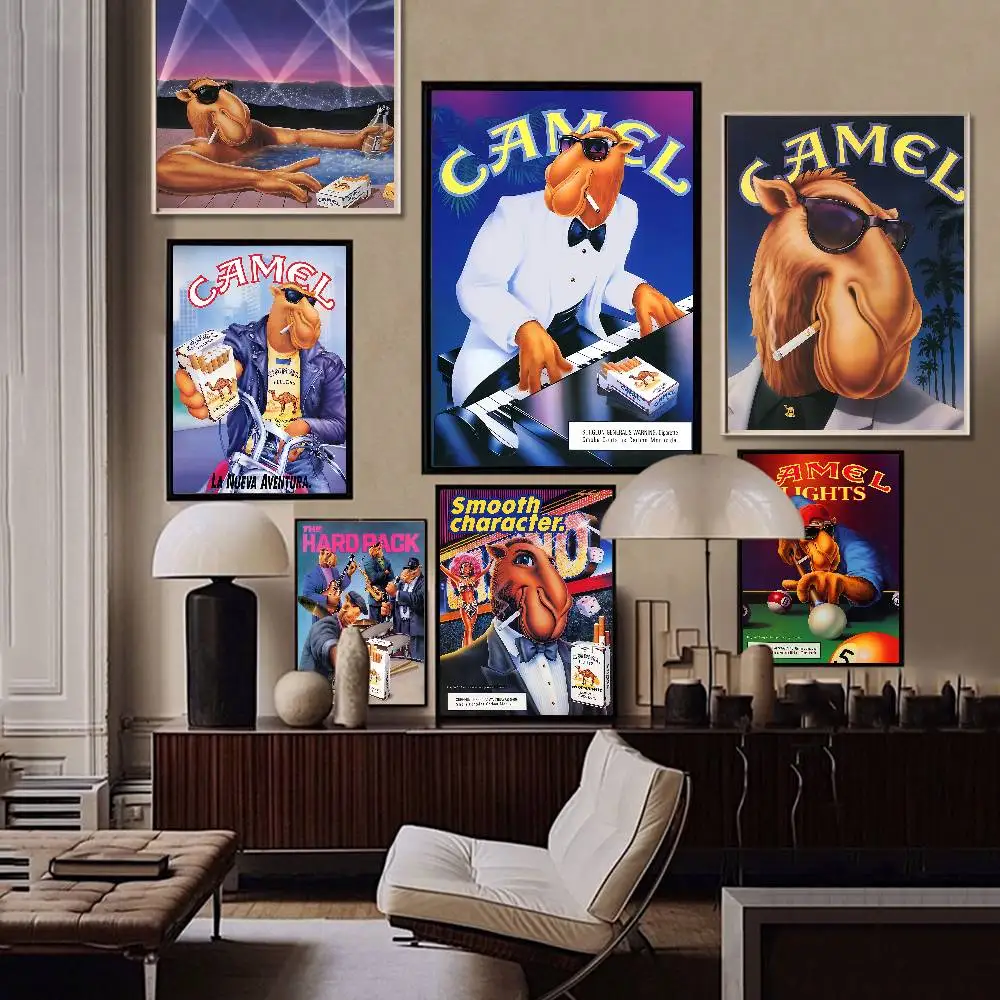 Cool C-Camel Self-adhesive Art Poster Fancy Wall Sticker for Living Room Bar Decoration Vintage Decorative Painting