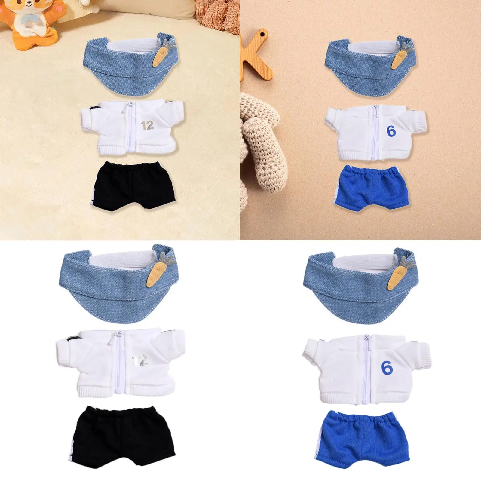 Pluche pop top en broek poppenkleding coördinatie flexibiliteit mode hands-on voor kinderen verjaardagscadeau doe-het-zelf aankleden met pet