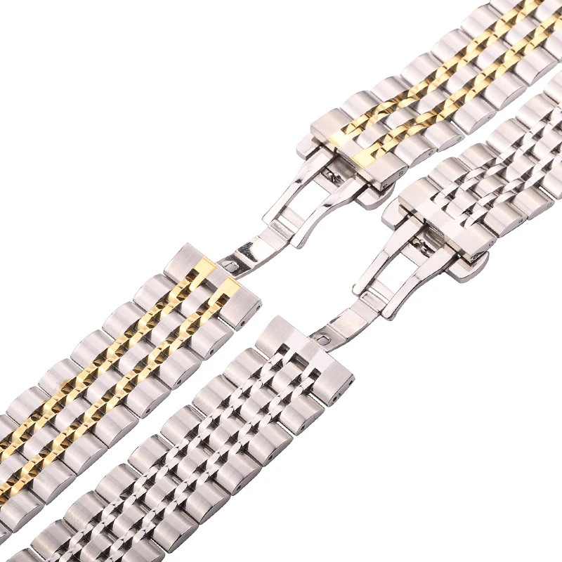 Stainless Steel Watch Band Bracelet Silver And Gold  20mm 22mm Women Men Straight End Strap Solid Metal Watchband