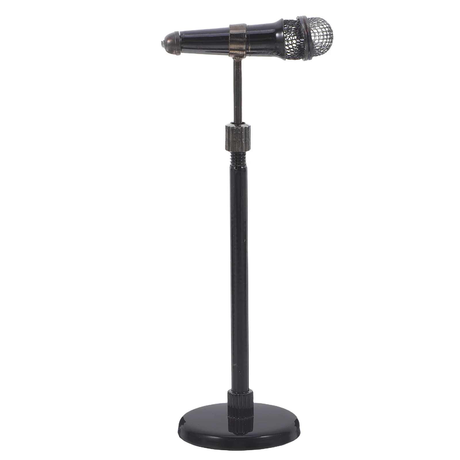 

Mini Microphone Retro Simulation Prop Adjustable Stand For Dollhouse Furniture Pretend Play Music Party Decor Vintage Miniature