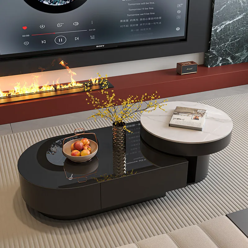 oval retractable coffee table living room household apartment light luxury coffee tables modern simplicity salontafel Furniture